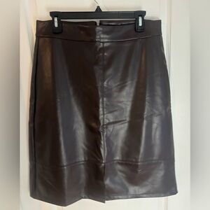 NYDJ Vegan Leather Brown Pencil Skirt Size 8